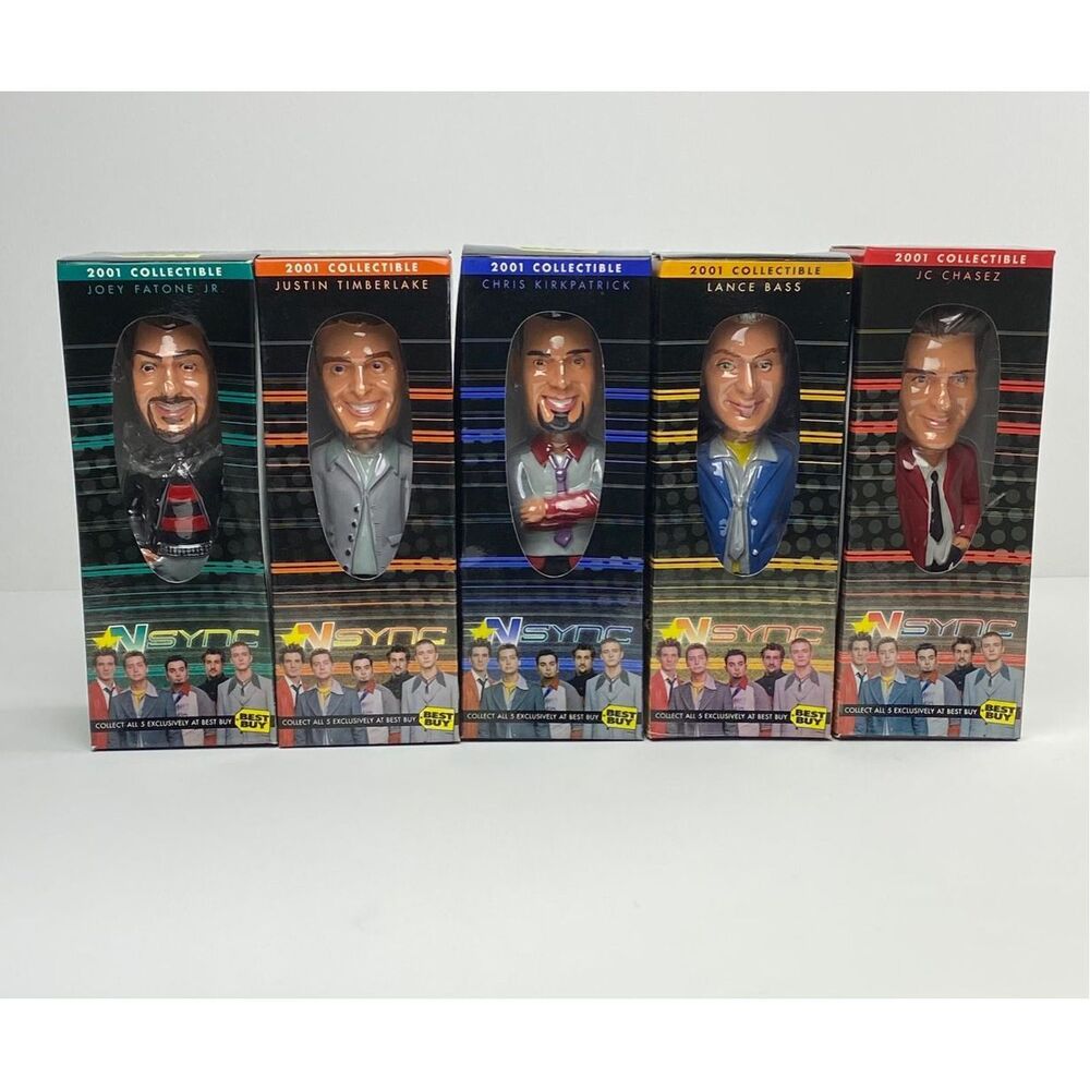 NEW 2001 Best Buy Nsync N Sync Bobble Head Dolls Complete Set of 5 Collectibles